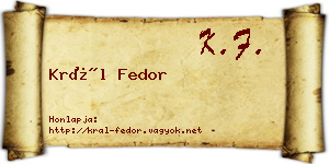 Král Fedor névjegykártya